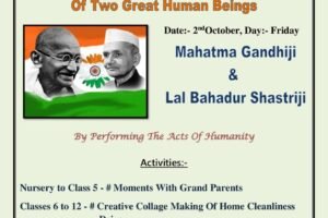 CELEBRATION OF GANDHI JAYANTI MOMENT WITH GRAND PARENTS DAY-SATURDAY DATE-03/10/2020